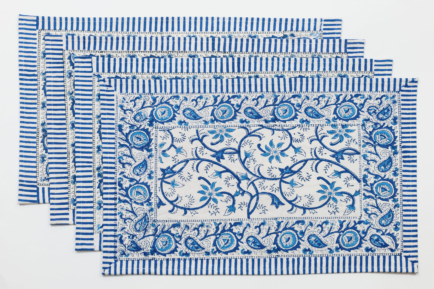 Rajasthan Vine Blue Block Printed Placemat set of four