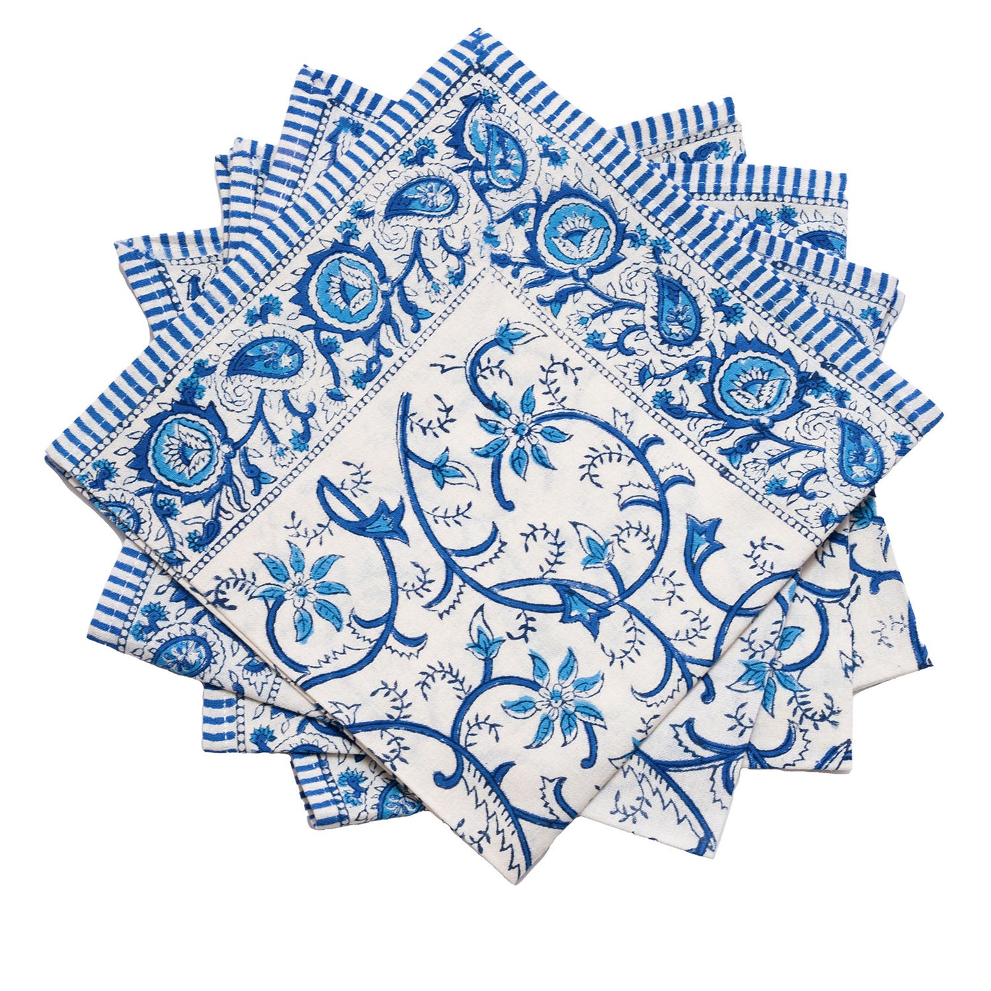 Rajasthan Vine Blue Block Printed Napkin Set of 4