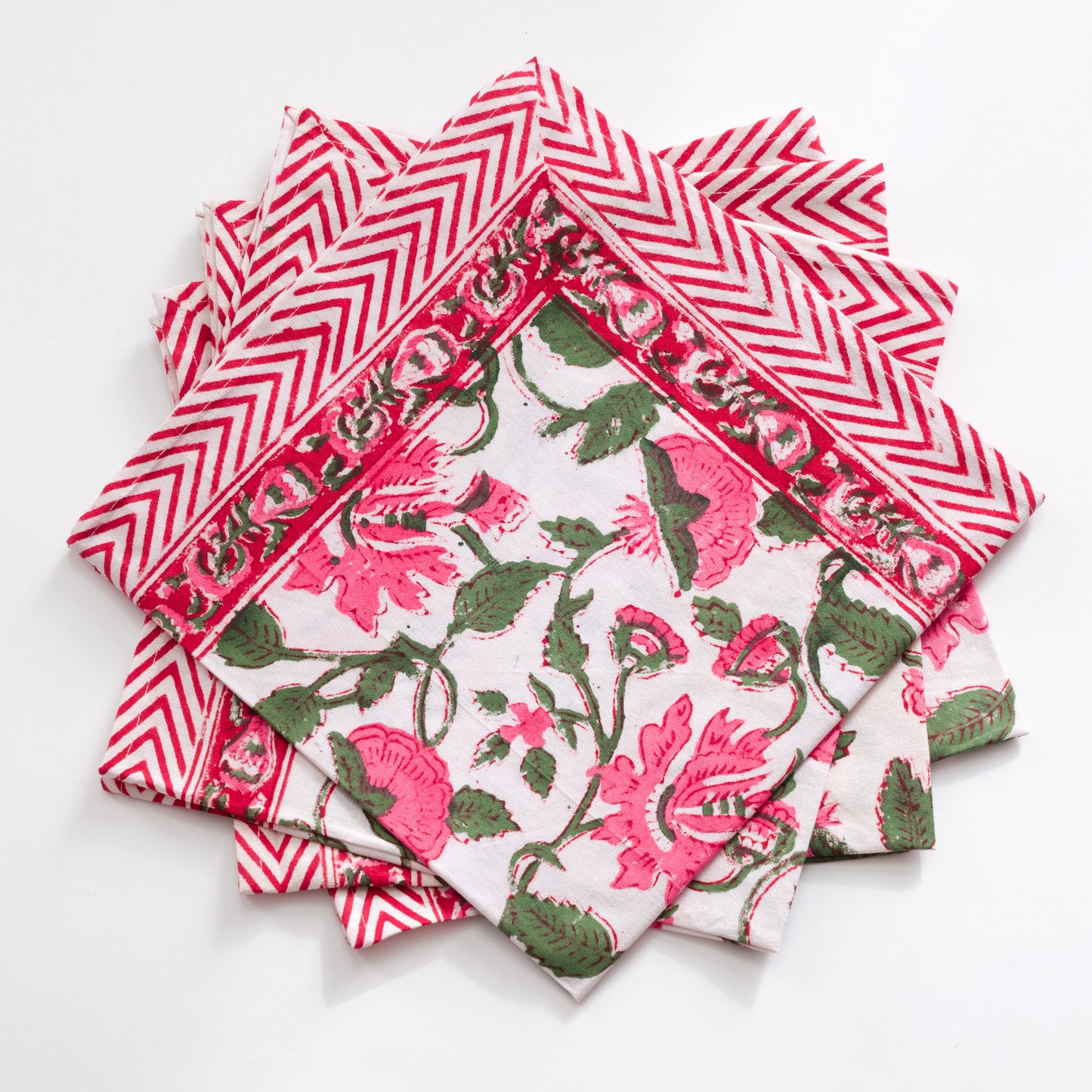 Pretty in Pink Block Printed Napkin set of four