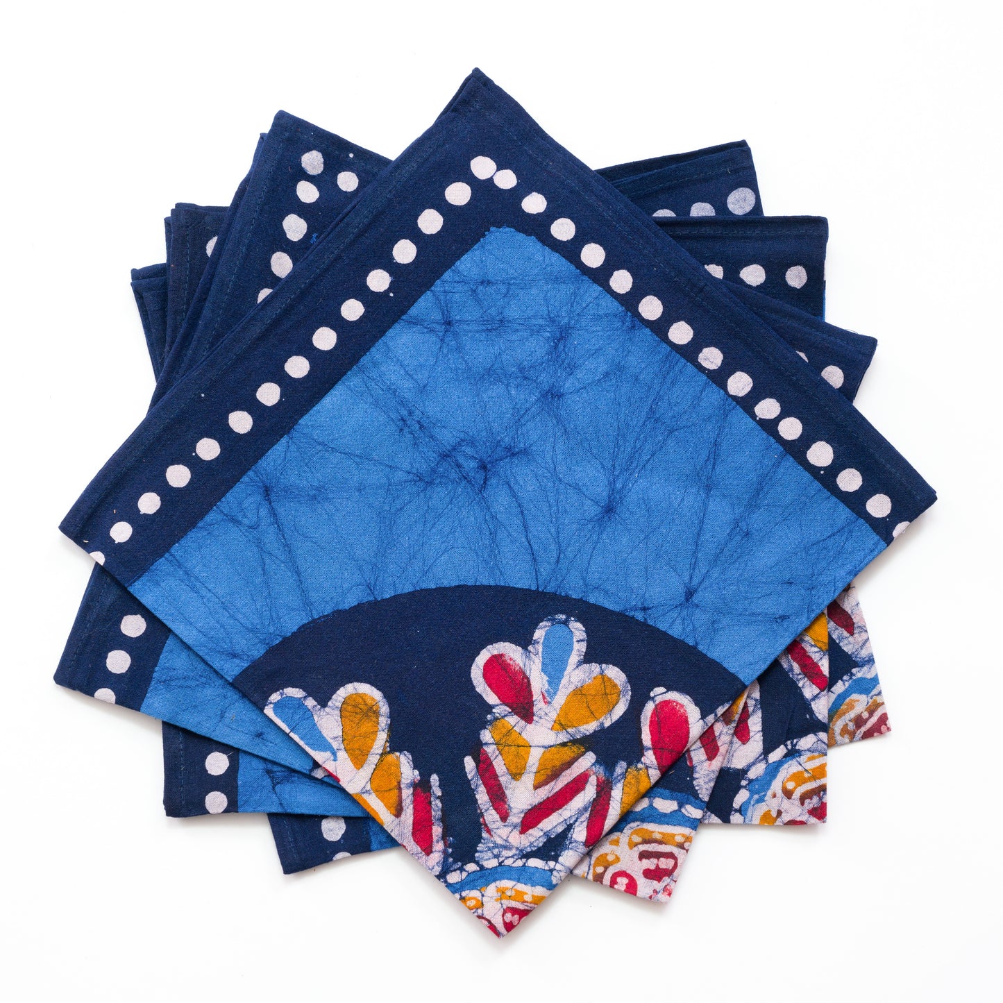 Multi-Batik Blue Block Printed Napkins Set