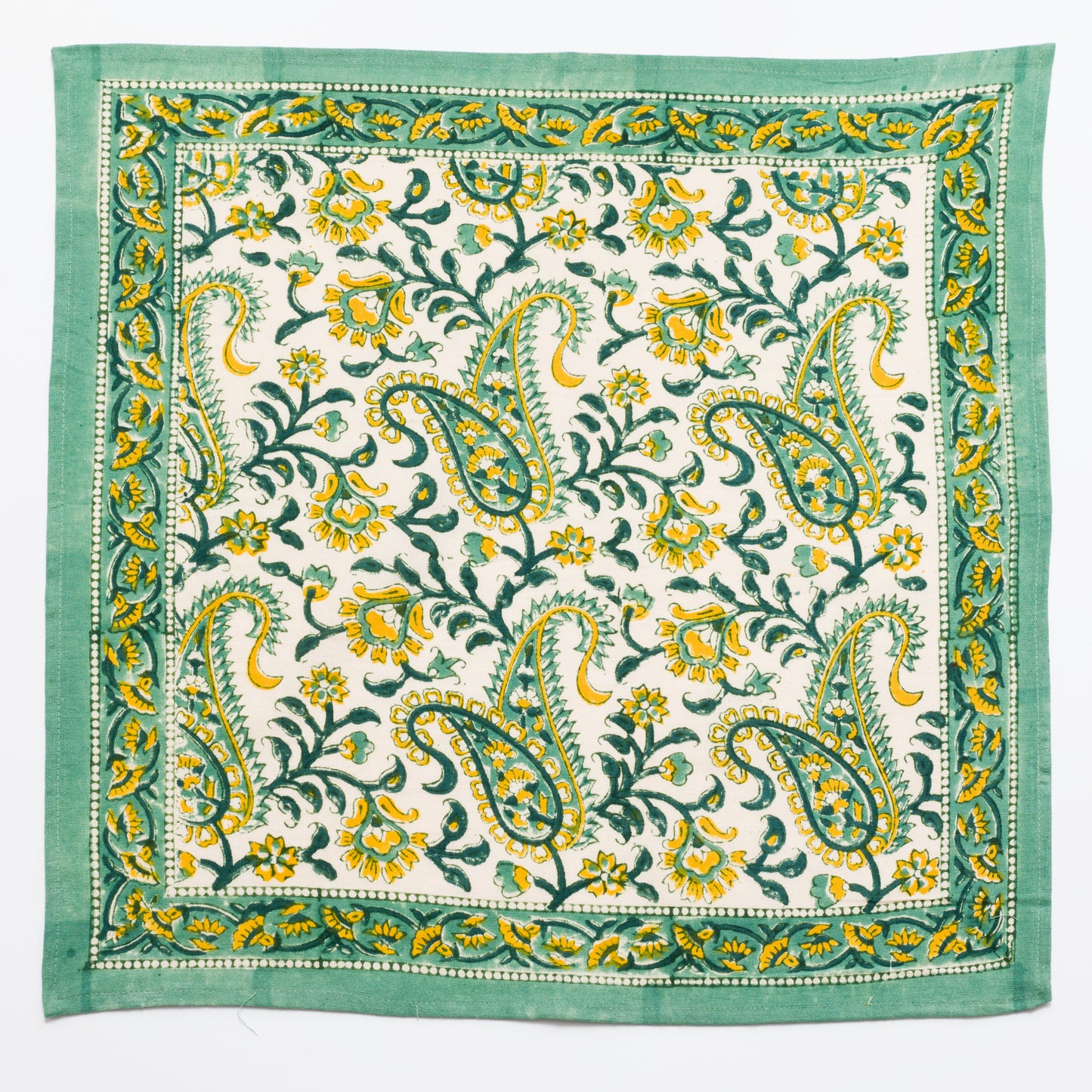 Rajasthan Paisley Green Block Printed Napkin Set of 4