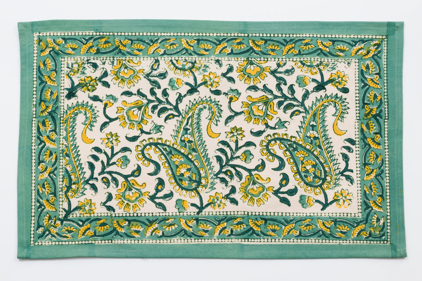 Rajasthan Paisley Green Block Printed Placemat Set of 4