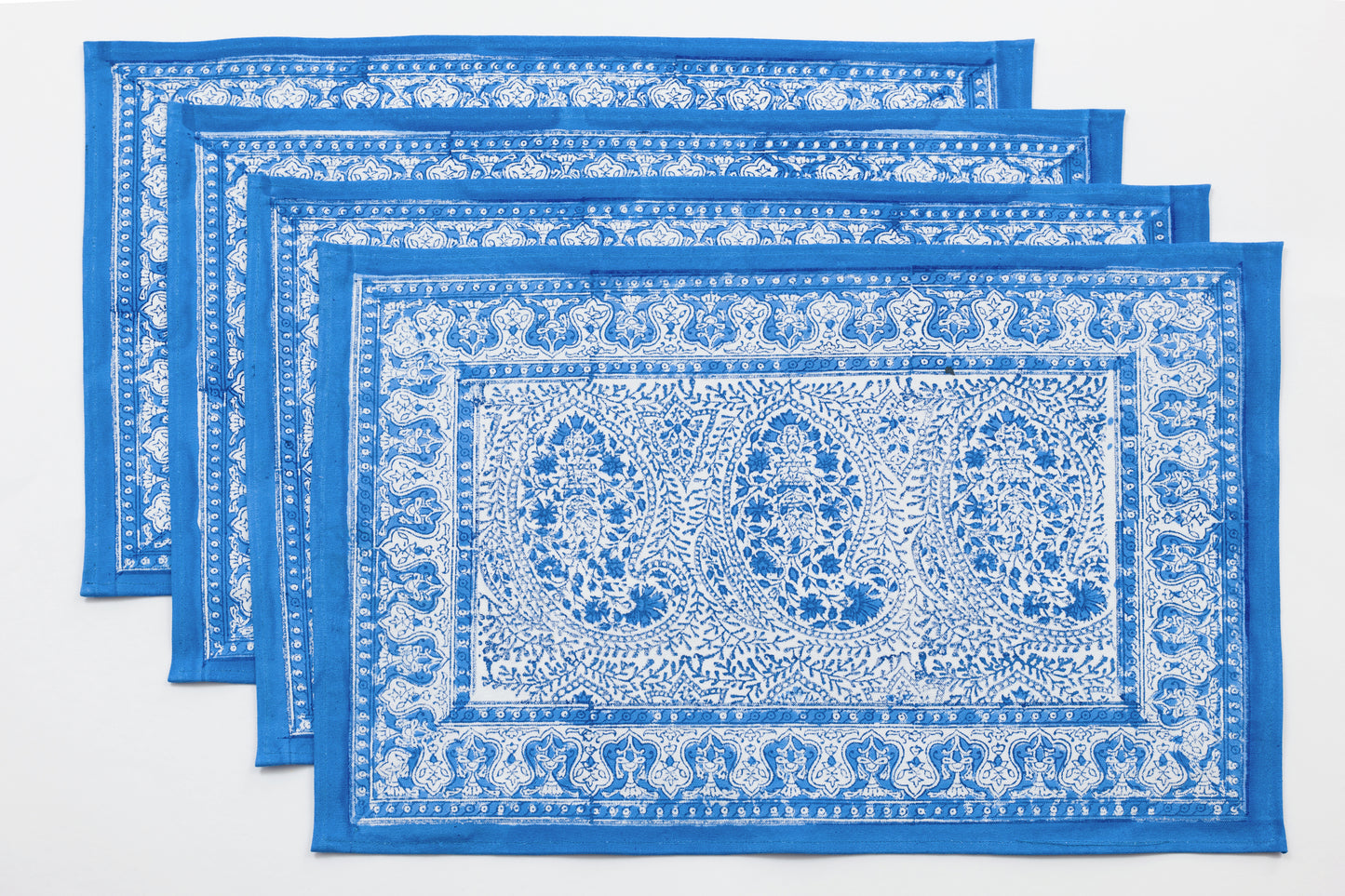 Rajah Paisley Blue Block Printed Placemat set of four