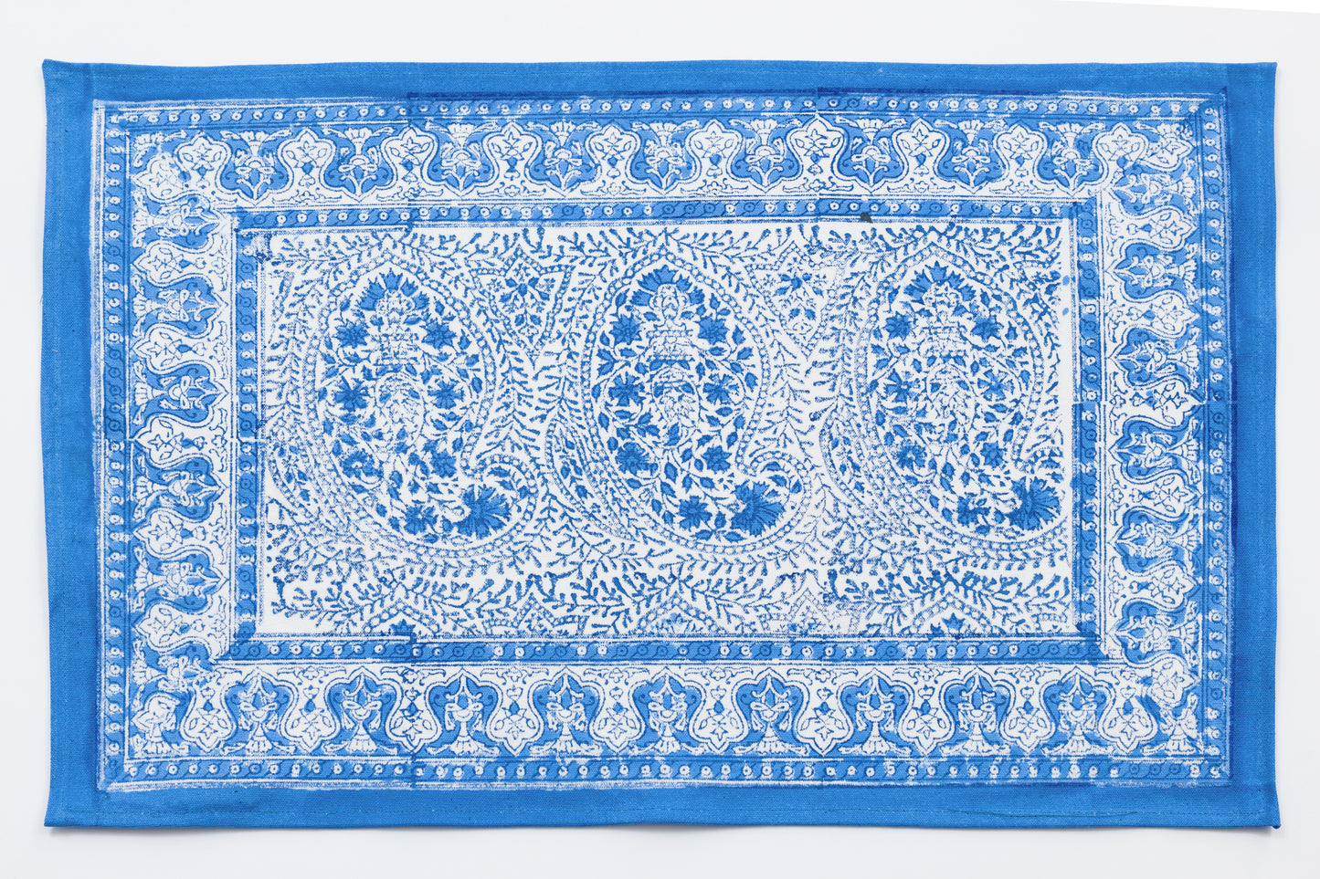 Rajah Paisley Blue Block Printed Placemat set of four