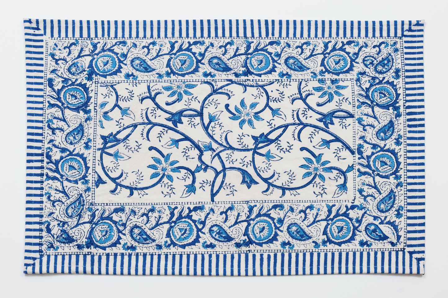 Rajasthan Vine Blue Block Printed Placemat set of four