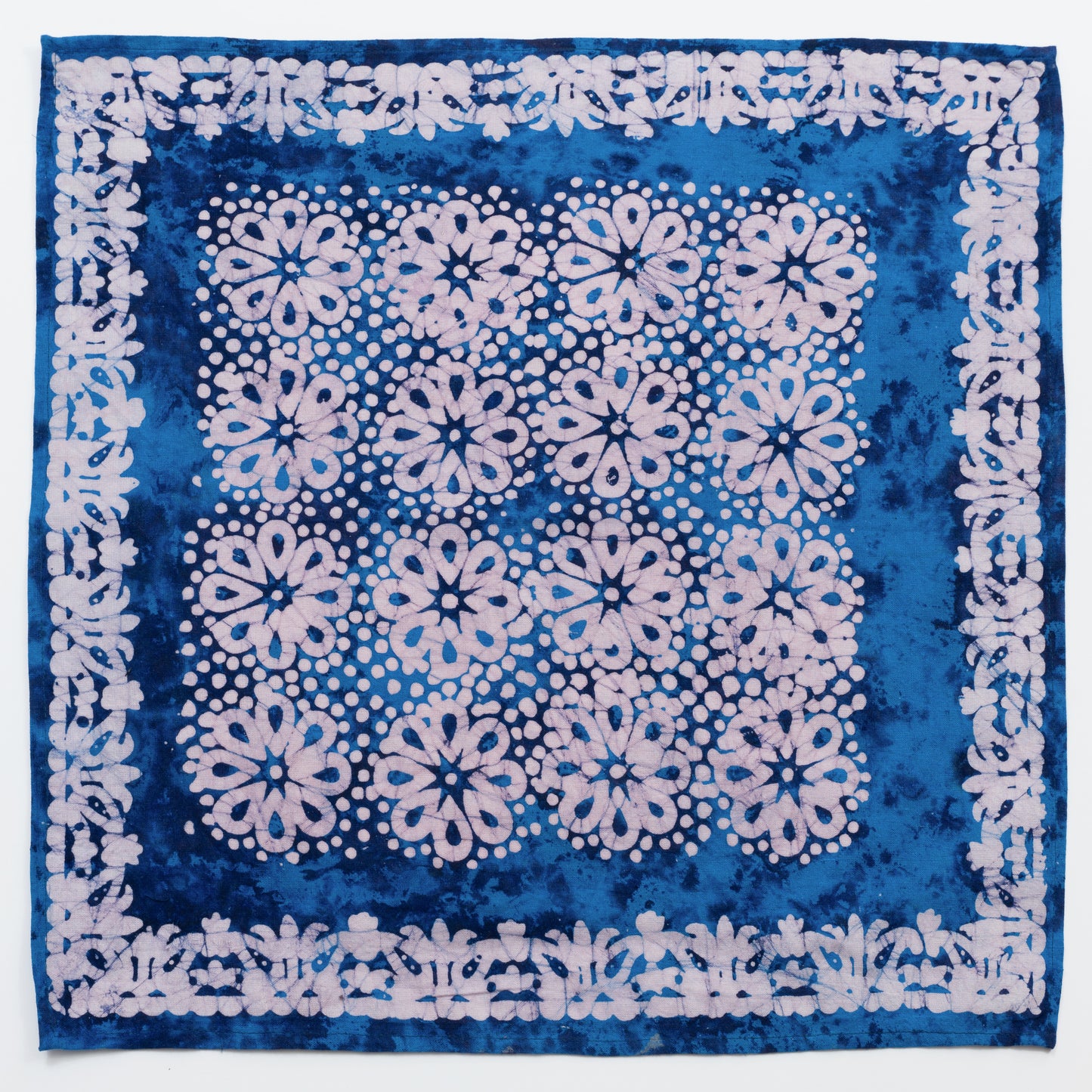 Daisy Batik Blue Block Printed Napkin Set of Four